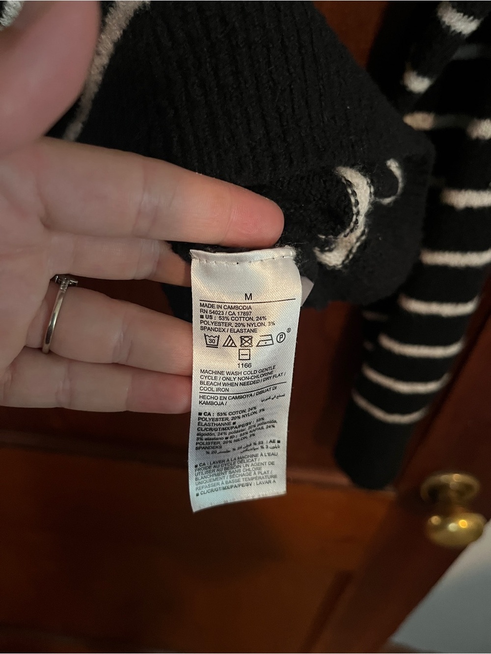 Old Navy Black Knit Sweater Black and White stripes - Picture 3 of 4